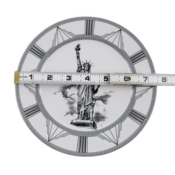 Royal Norfolk Statue of Liberty Art Deco Salad Dessert Plates Set 7 Unused - Picture 7 of 7